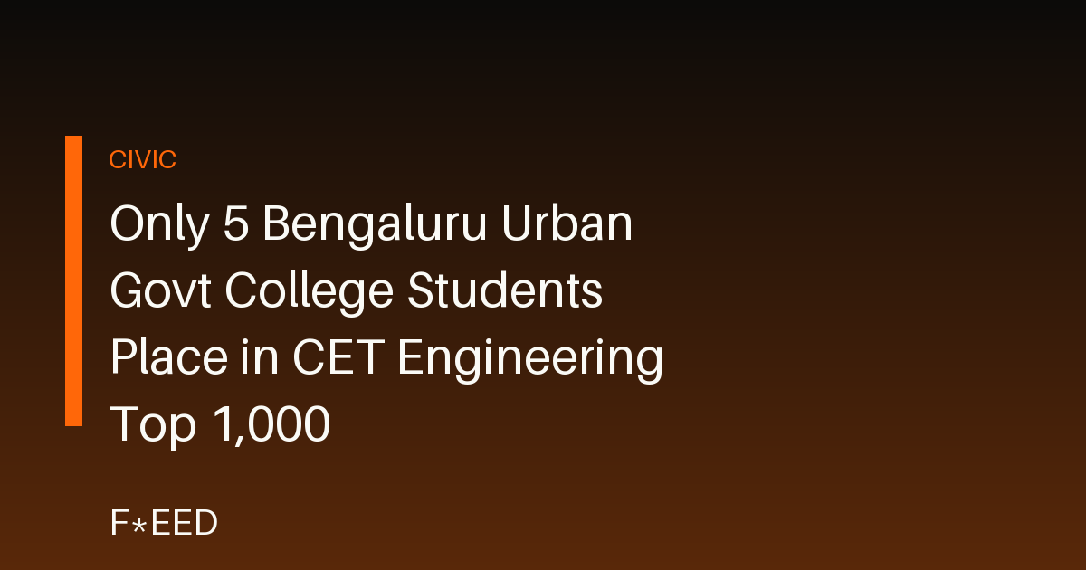 Only 5 Bengaluru Urban Govt College Students Place in CET Engineering Top 1,000