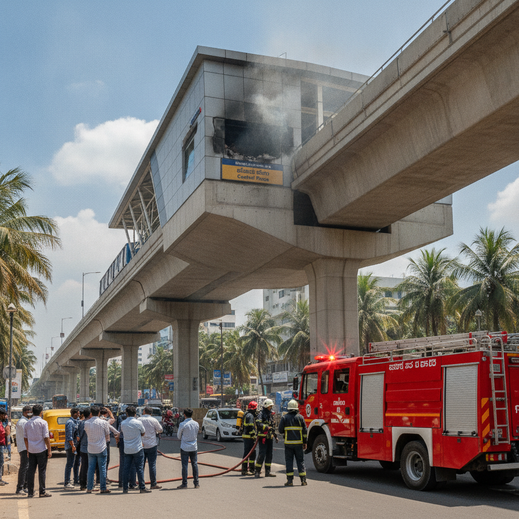 Minor fire on signboard at Nagasandra Metro station causes panic