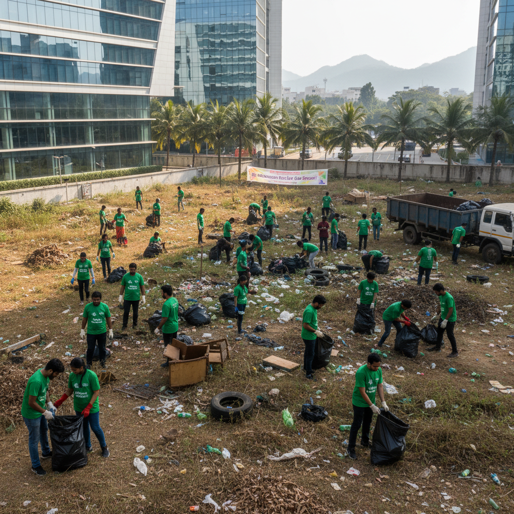 100 Volunteers Clean Up Tech Park Backyard in Bengaluru
