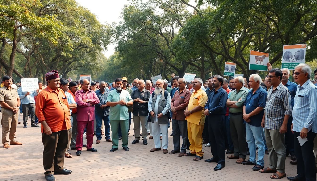 Retired Forest Officers Protest at Freedom Park Seeking Immunity and Modern Gear