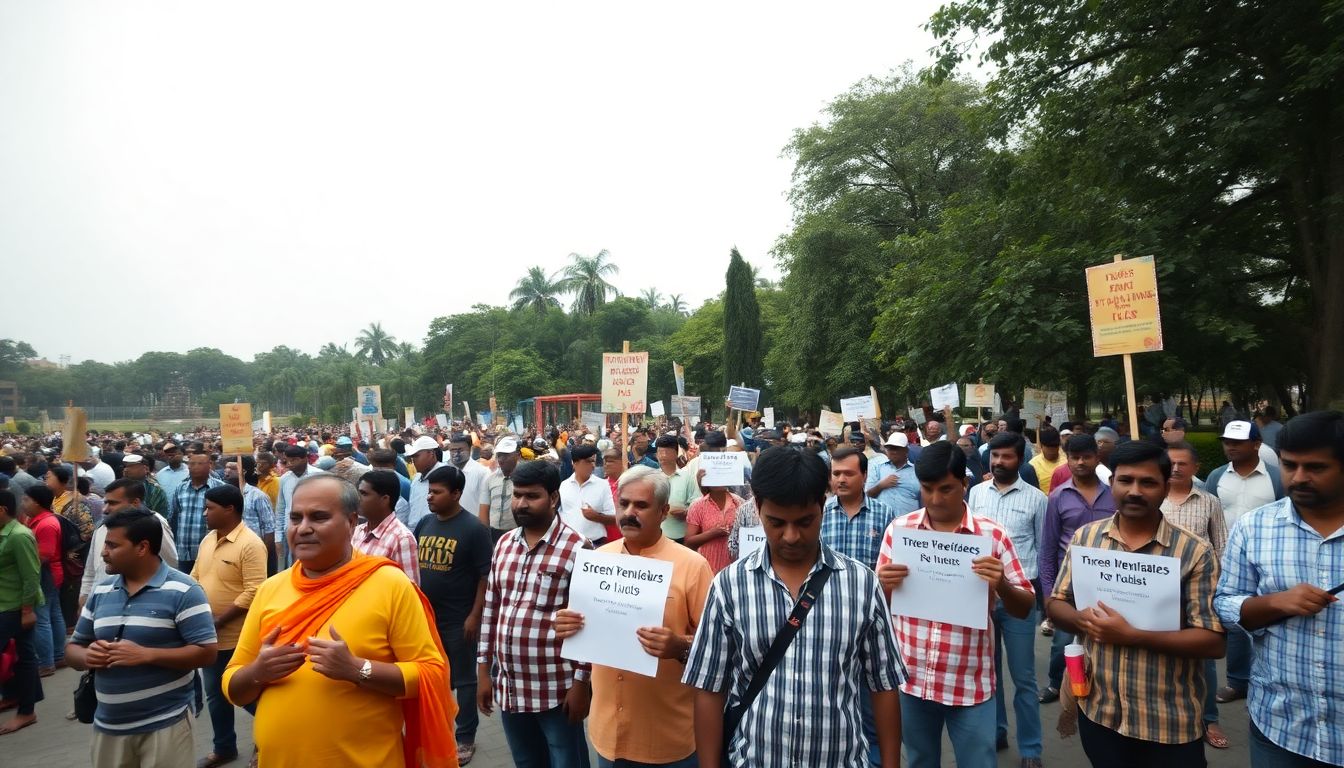 Bengaluru Street Vendors Protest At Freedom Park Against Eviction Drives