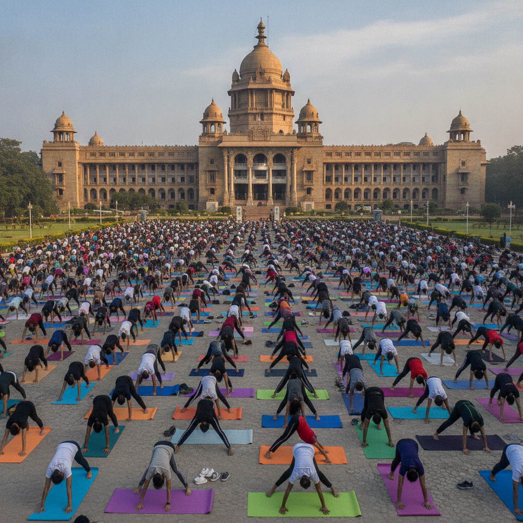 Over 2,500 gather at Vidhana Soudha for 12th International Yoga Day