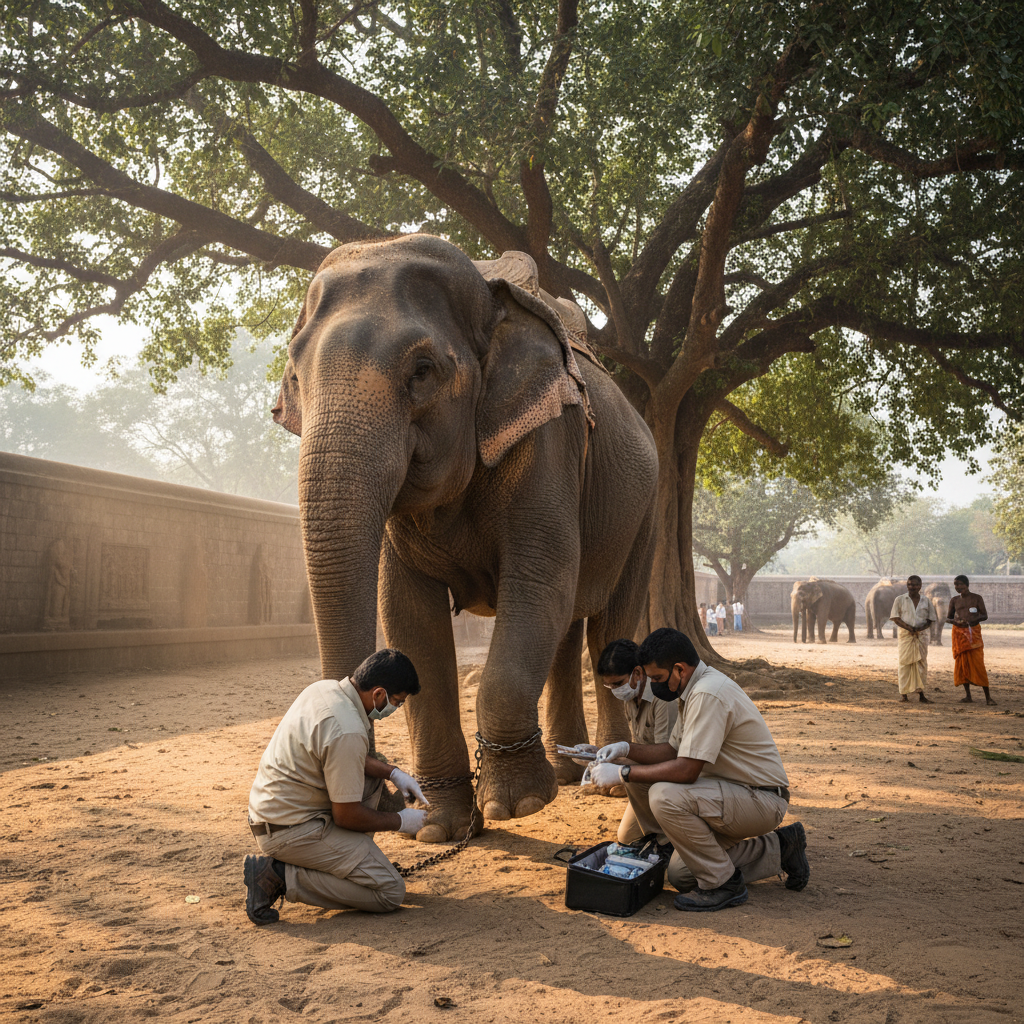 Hampi temple elephant Lakshmi diagnosed with severe foot and skin disorders