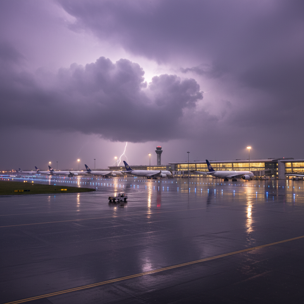 Heavy rain at Kempegowda International Airport diverts 15 flights and delays dozens