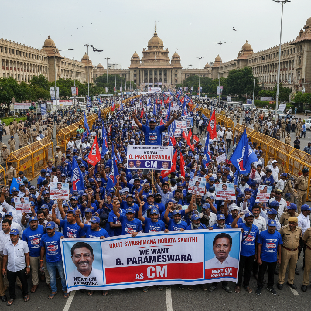Dalit Group Protests in Bengaluru Demanding G Parameshwara as Karnataka Chief Minister
