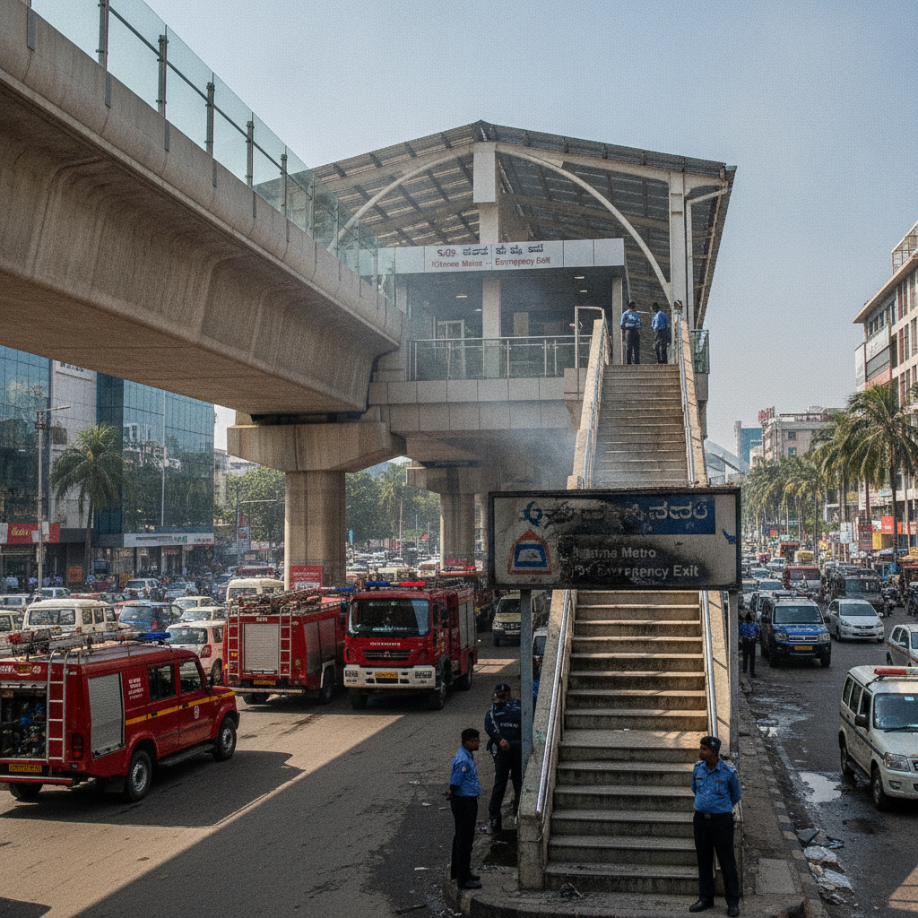Minor fire on signboard at Nagasandra Metro station in Bengaluru causes panic