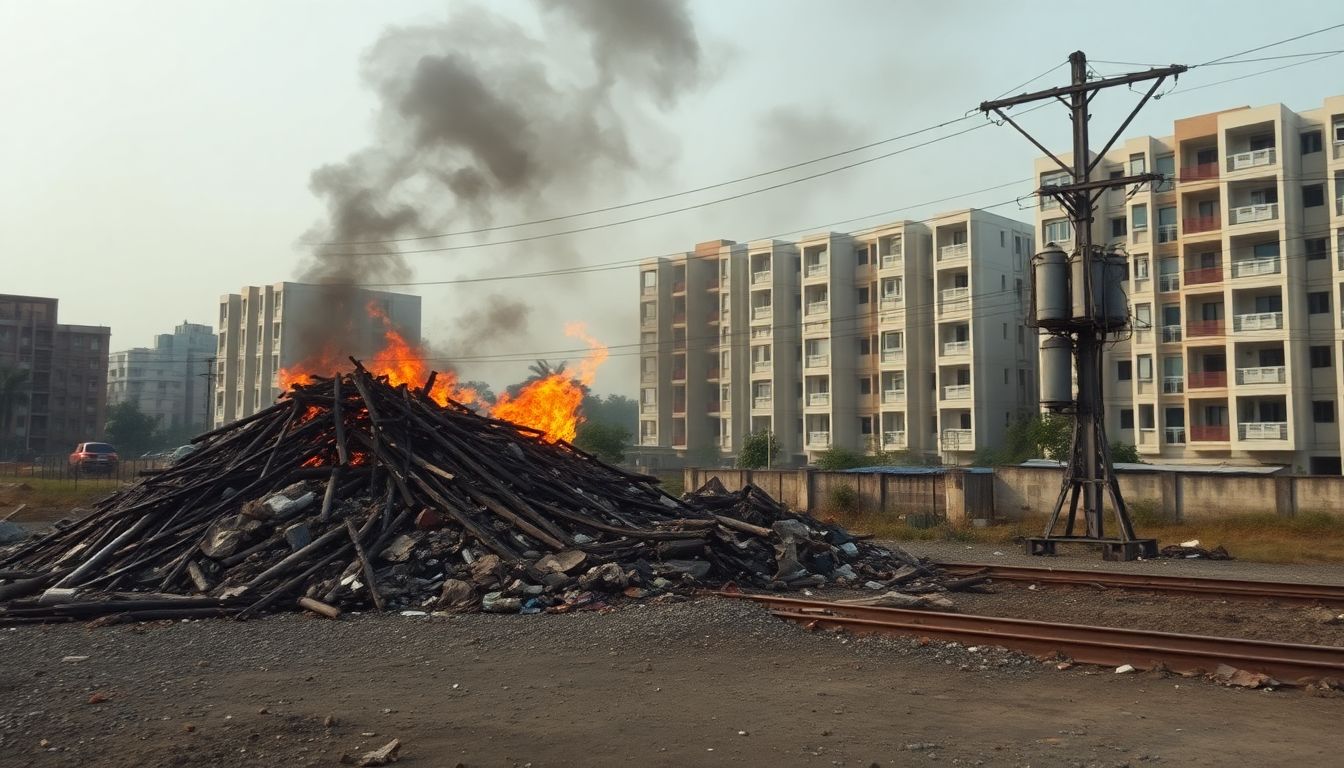 Banaswadi residents fear fires as garbage dumps burn on vacant railway land
