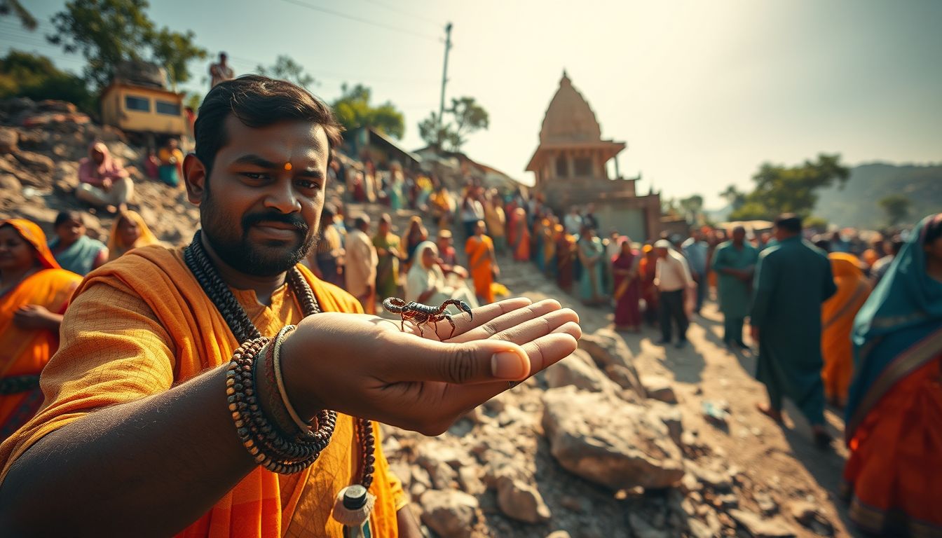 Devotees Handle Live Scorpions at Kondammadevi Fair in Kandakura on Nagar Panchami