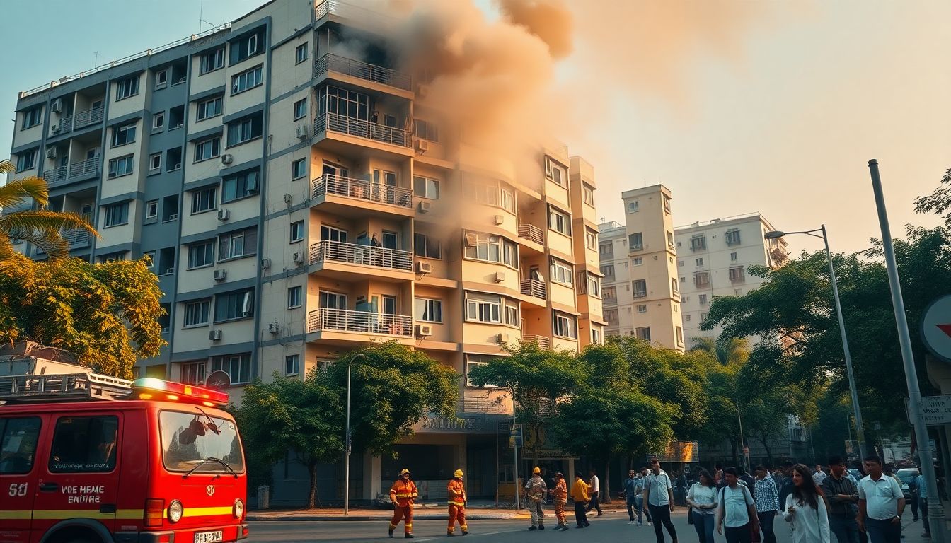 Fire breaks out at Ashok Nagar apartment near Garuda Mall after suspected LPG blast